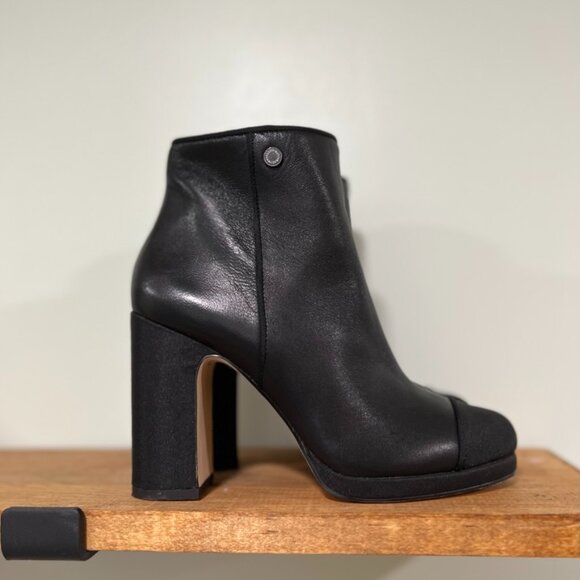 KARL LAGERFELD PARIS Lainey Boots Block-Heel Leather Booties 7M/37.5 B - Picture 6 of 13